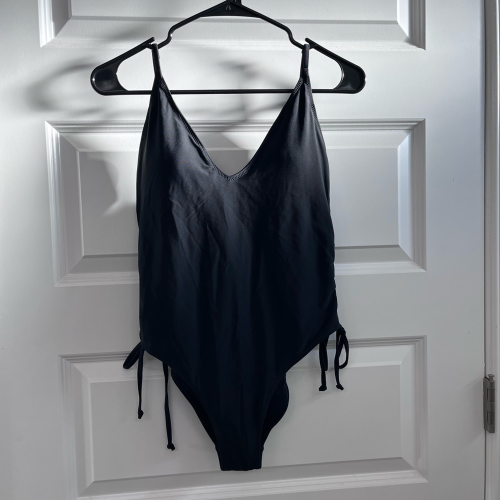 Kendall & Kylie Black One-Piece Swimsuit with Side Ties